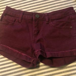 Maroon shorts in girls size 10 never worn